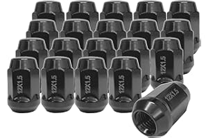 NPAUTO Black Wheel Lug Nuts 12x1.5 Bulge Acorn Conical Seat - 19mm Hex Replacement for Honda Accord Civic CR-V, Ford Escape Focus Fusion, Compass, Patriot, Dodge Grand Caravan, Pack of 20
