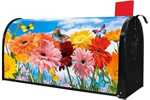 PUTWARE Daisy Mailbox Covers Magnetic Standard Size 21" X 18" Spring Summer Floral Welcome Mailbox Wraps Post Letter Box Cover for Garden Yard Home Decor Outdoor Decorations (Daisy 1, 21" x 18")
