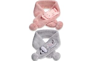 SATINIOR 2-Piece Kids Plush Wrap Neck Warmer Winter Scarf - Classic Style Rainbow Ski Scarf for Kids Girls Boys