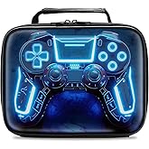 Fitvc Gamer Lunch Box for Boys,Leather Boys Lunch Bag for Kids,Gamer Gifts for Kids,Insulated Video Game Lunchbox,Reusable Portable Lunchbox for School Travel Picnic Hiking Beach