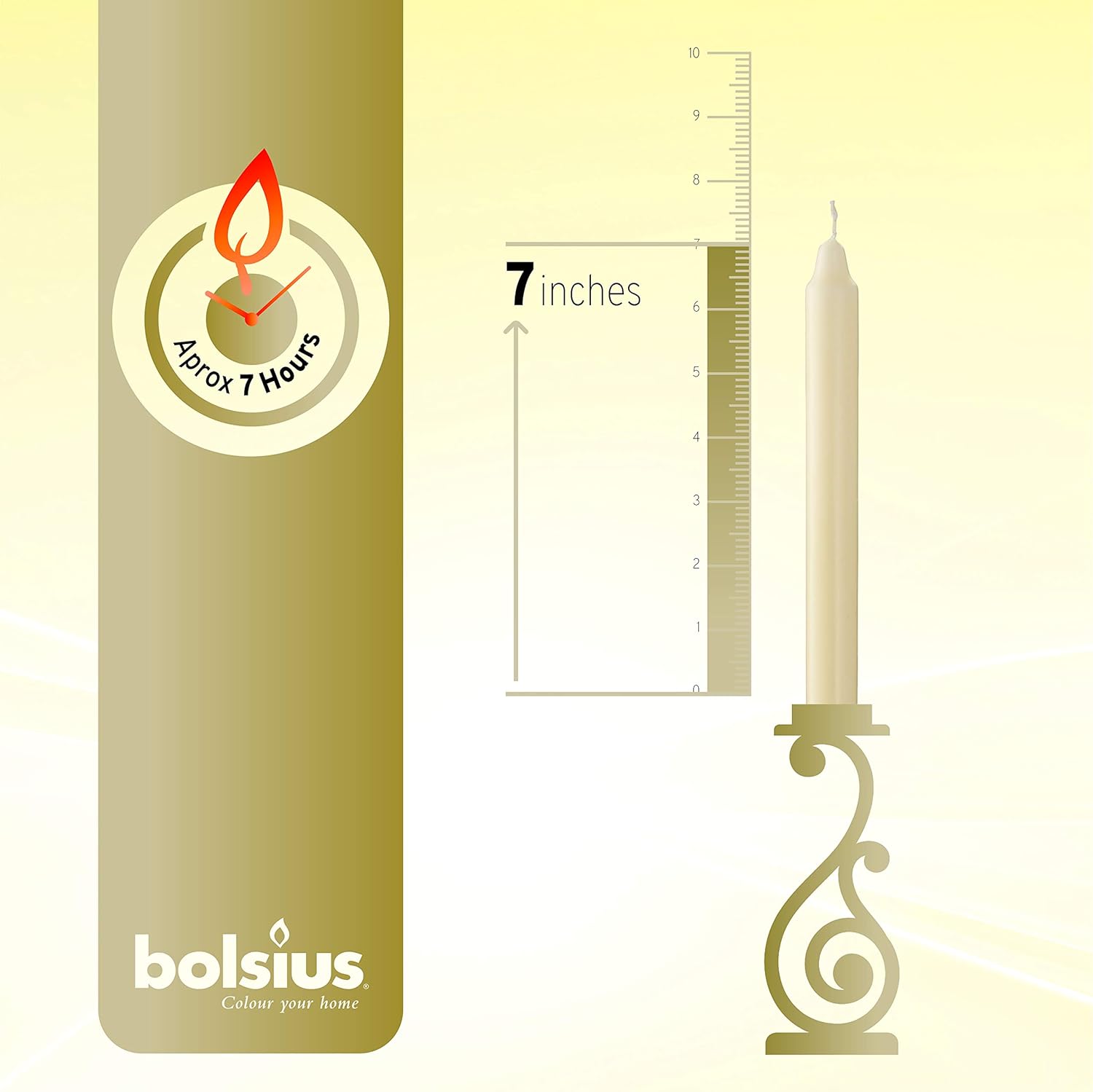 Bolsius - Tapered Candles - Box of 45 - Ivory - 18 cm - Burn Time: 6 Hours - Drip-Free, White - Image 3