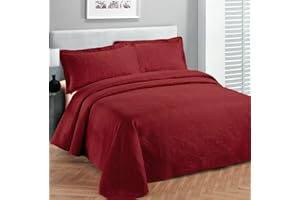 FANCY LINEN Fancy Collection Luxury Bedspread Coverlet Embossed Bed Cover Solid Red New Over Size 118"x106" King/California King