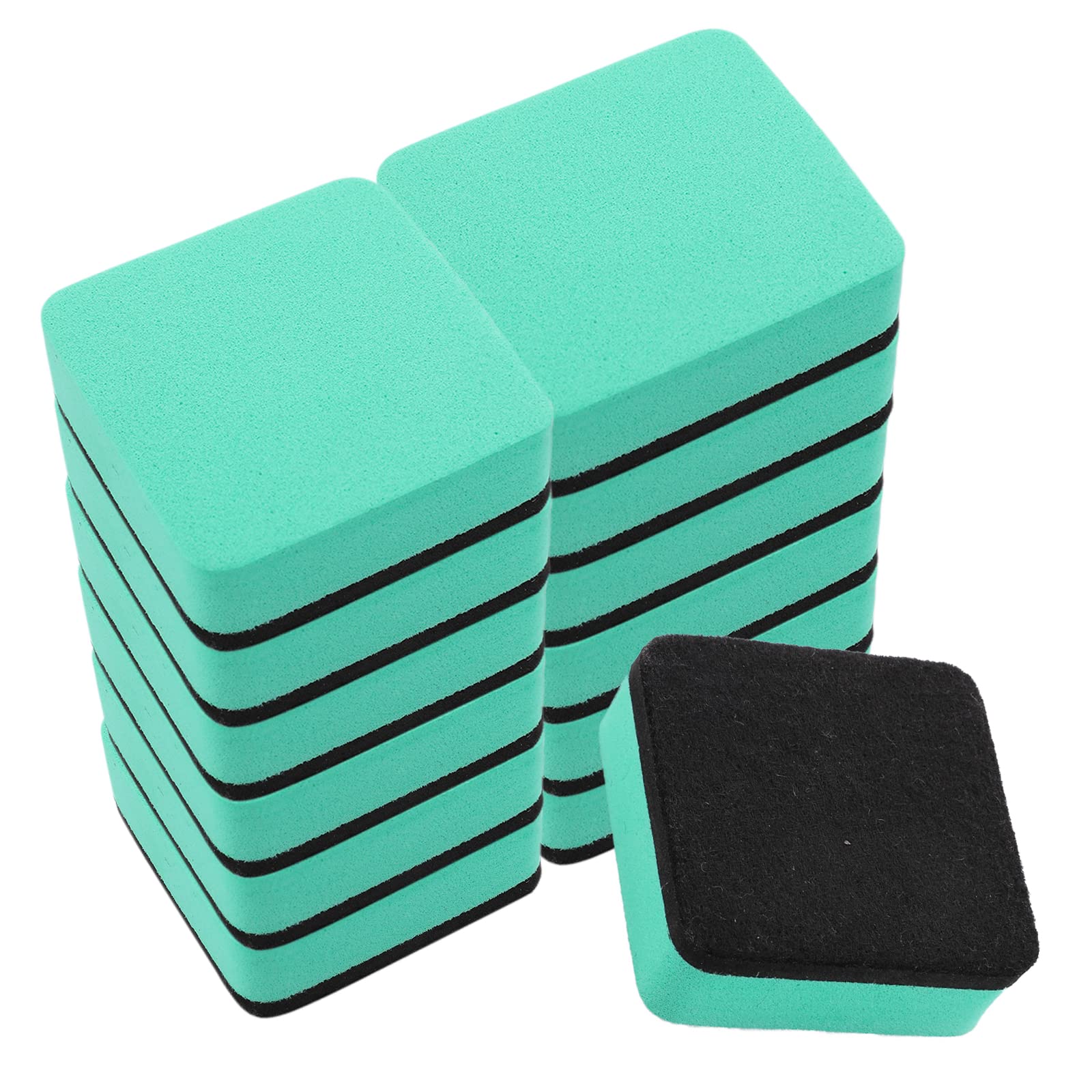 cobee Mini Dry Erase Erasers, 12 Pcs Magnetic Whiteboard Dry Erasers Chalkboard Cleaner Wiper with Thick Felt Pad Small Erase Eraser for Teacher Classroom School Office Supplies(Green)