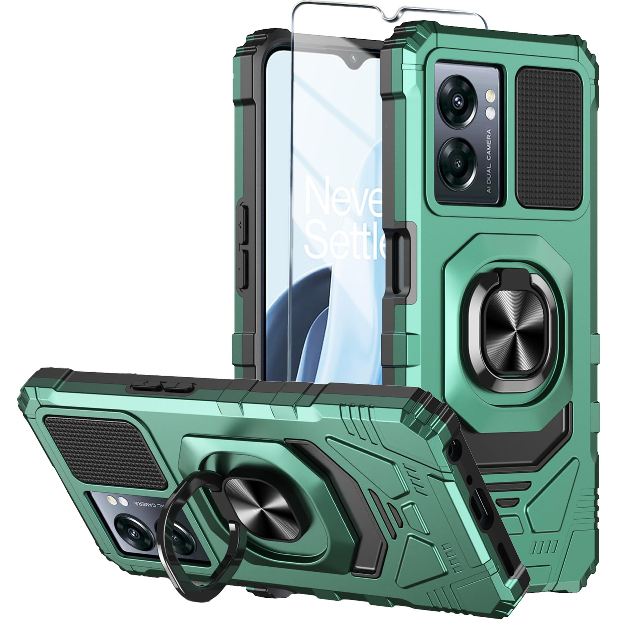 Photo 1 of Mocotto for Cricket Magic 2 5G 2024 Phone Case/AT&T Propel 2 5G Case with Tempered Glass Screen Protector,Military Grade Heavy Duty Shockproof Protective Cover,with Ring Kickstand (Magic 2,Dark Green)