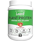 Lean1 Plant Based Protein Powder, Meal Replacement, strawberry flavor, 15 serving