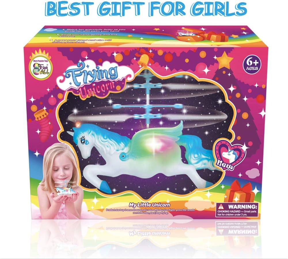 Pink Minaliv Flying Unicorn Toys,RC and Hand Control Flight Helicopter