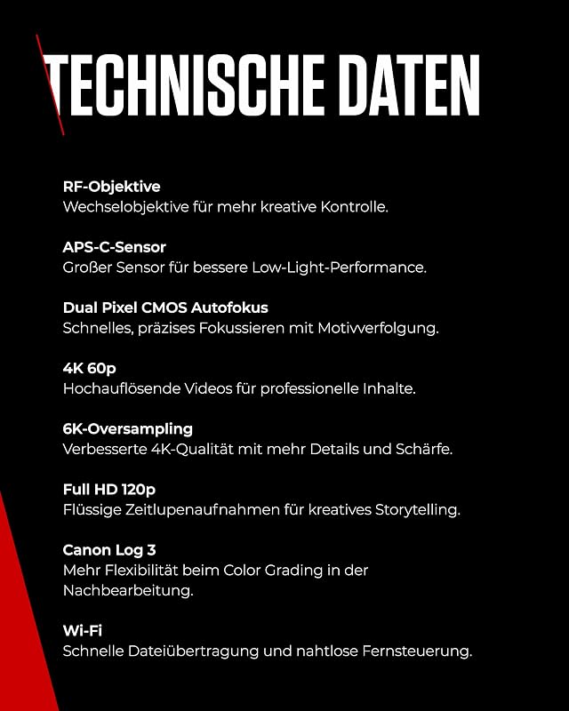 EOS R50 V– Vlog-Kamera (Gehäuse) kompatibel RF-Objektiven | Content Creator Equipment für Vlogging & Reisen | Bluetooth-fähig