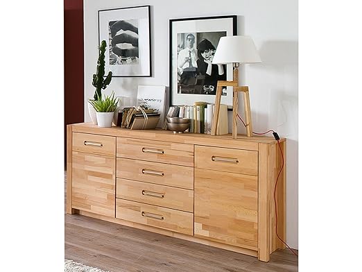 Sideboard Highboard Kommode Anrichte Schrank Schubladenkommode Massiv 'Leduc I'