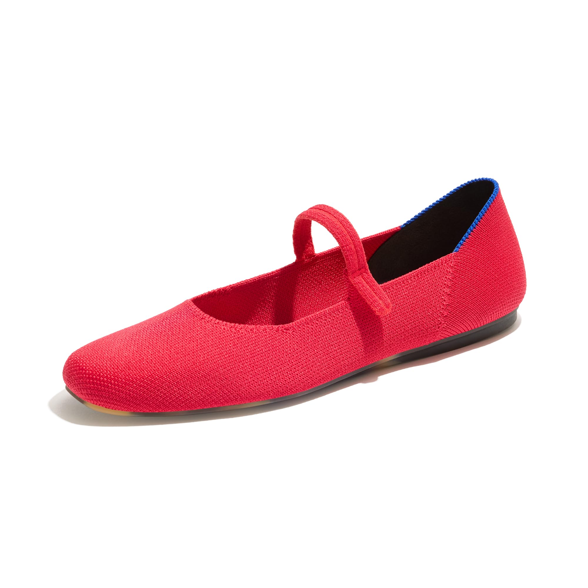 Rothy’s The Square Mary Jane Women’s Slip-On Shoes, Square-Toe Flats, Lollipop Red, Made from Recycled Plastic Bottles & Machine Washable, Size 7.5
