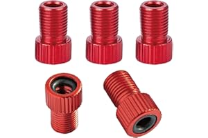 VANSIHO Aluminum Presta to Schrader Converter Car Valve Adapter Bicycle Bike Tube Pump Air Compressor Tools 5pcs (Red)