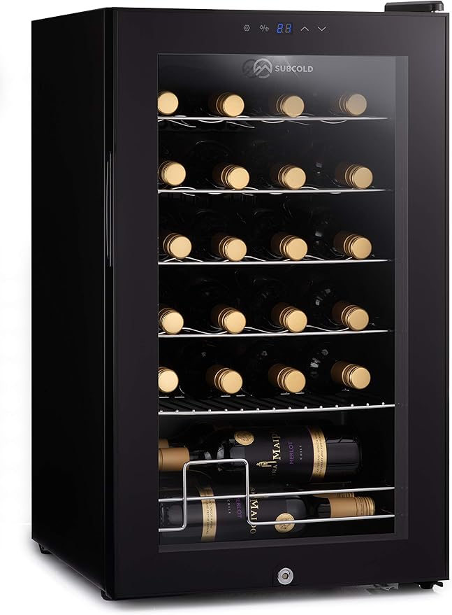 Subcold Viva24 LED Under Counter Wine Fridge Black 318°C Wine Cooler LED + Lock & Key