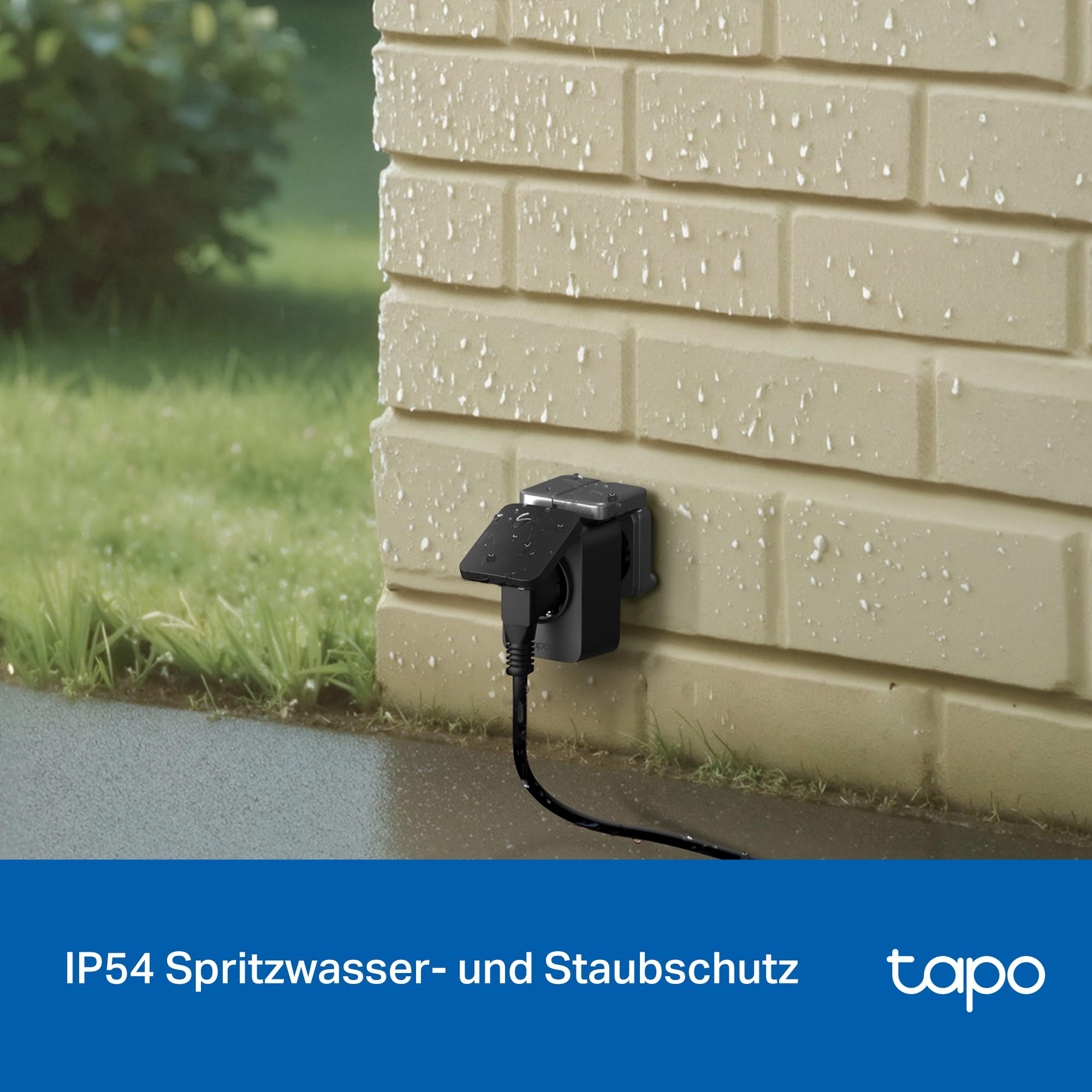Tapo P410M WLAN Outdoor Steckdose, Smart Home Plug mit Stromzähler, IP54, funktioniert mit Alexa, Google Assistant, Siri, SmartThings & Matter, Fernsteuerung, Zeitplan, 2,4 GHz WLAN, 3680W/16A 4