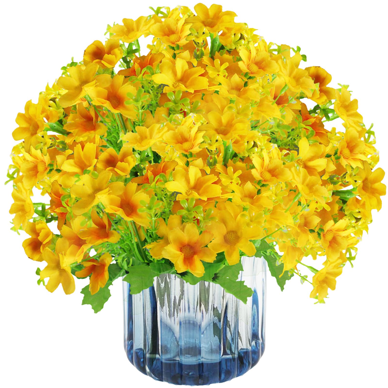 astylishome Orange Flowers Artificial Yellow Flower - 112 Bundles 30 CM Faux Daisy with Stems for Home Garden Indoor Farmhouse Outdoor Decor Floral Arrangements Cake Decorating 0919