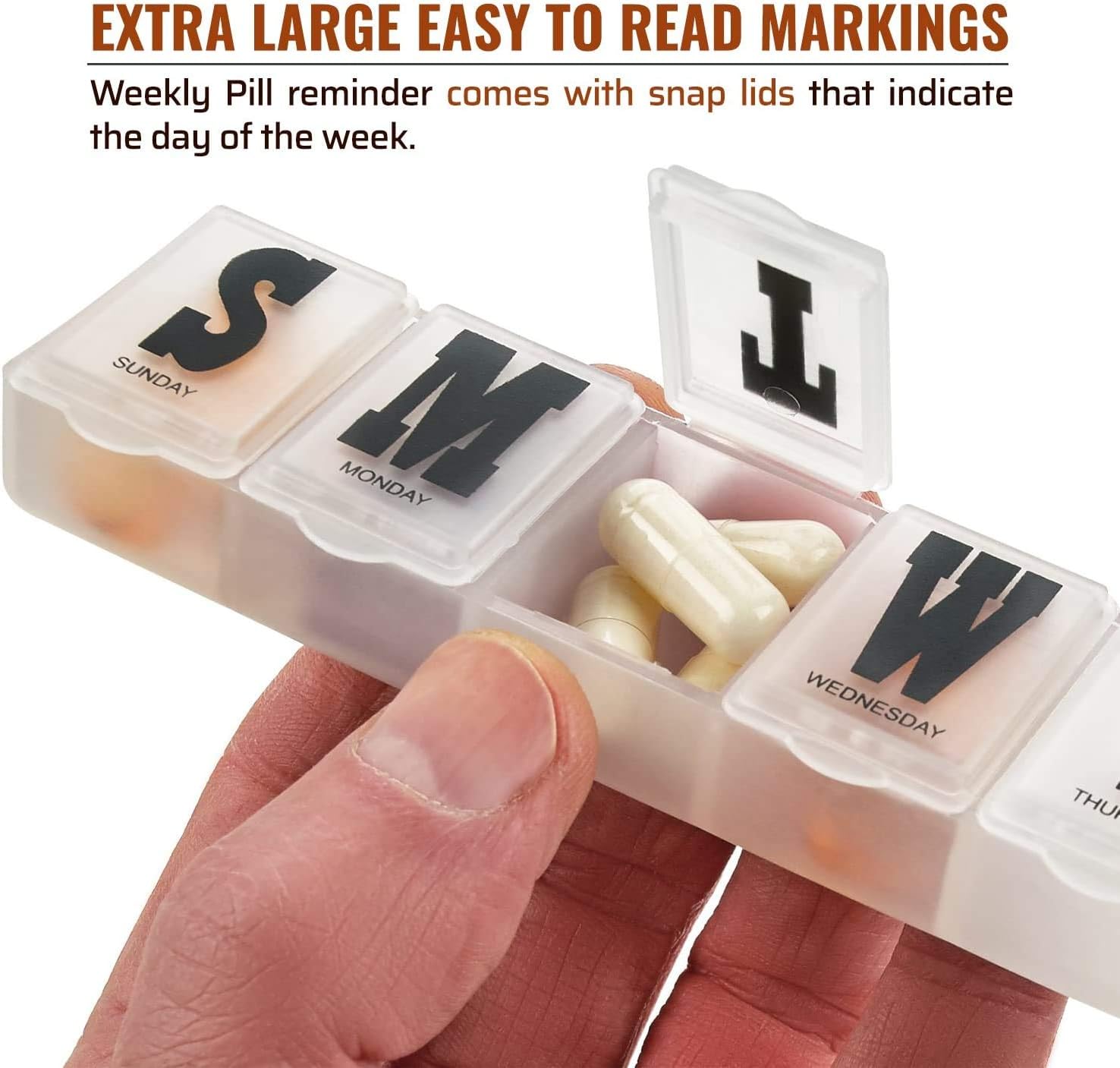 Weekly Pill Organizer, Pack of 2, Pill Planner to Separate Pills & Vitamins Each Week - Image 3