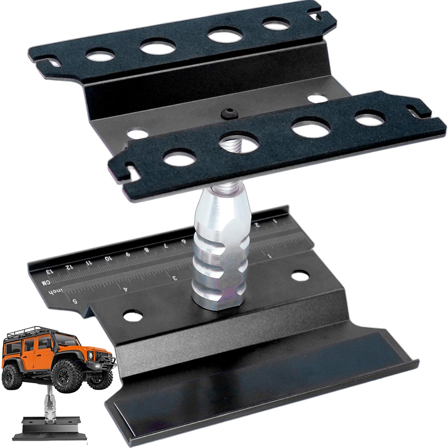 RC Car Repair Work Stand Lift Lower Adjustable Workstation Aluminum 360 Degree Rotation for 1/8 1/10 1/12 RC Car Traxxas Slash TRX4 Arrma Axial SCX10 Losi Redcat Wltoys RC Crawler Monster Truck Buggy — image 1