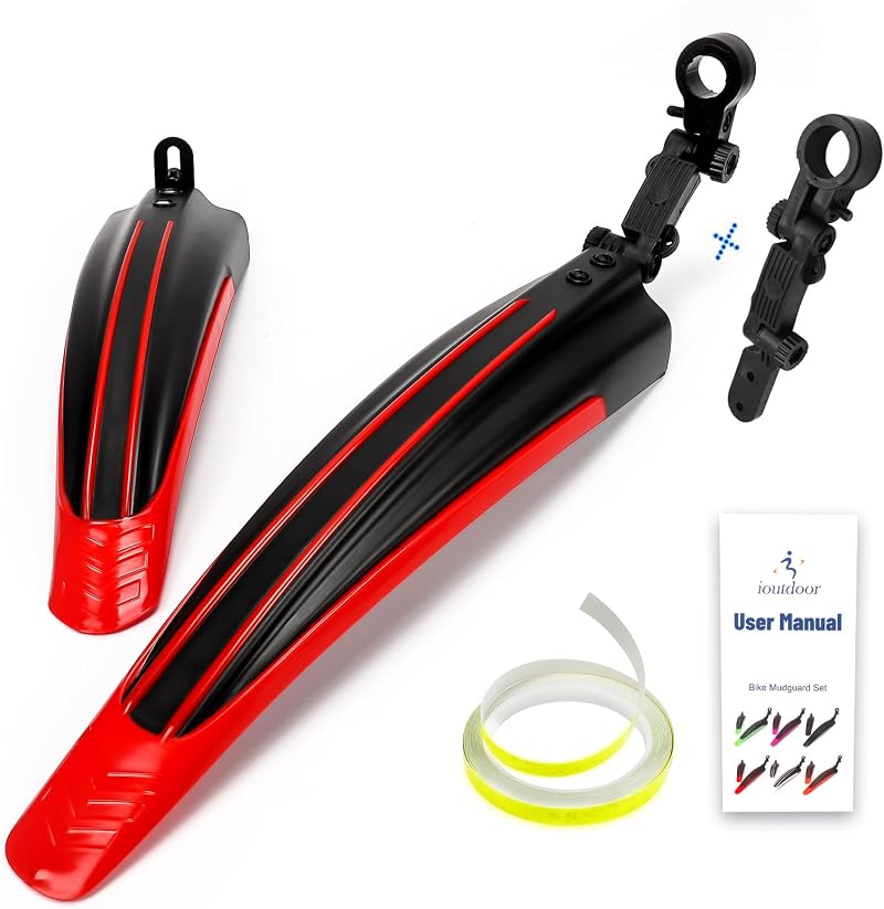 ioutdoor Bike Mud Guard Set with Reflective Tape Adjustable Front Rear Fenders