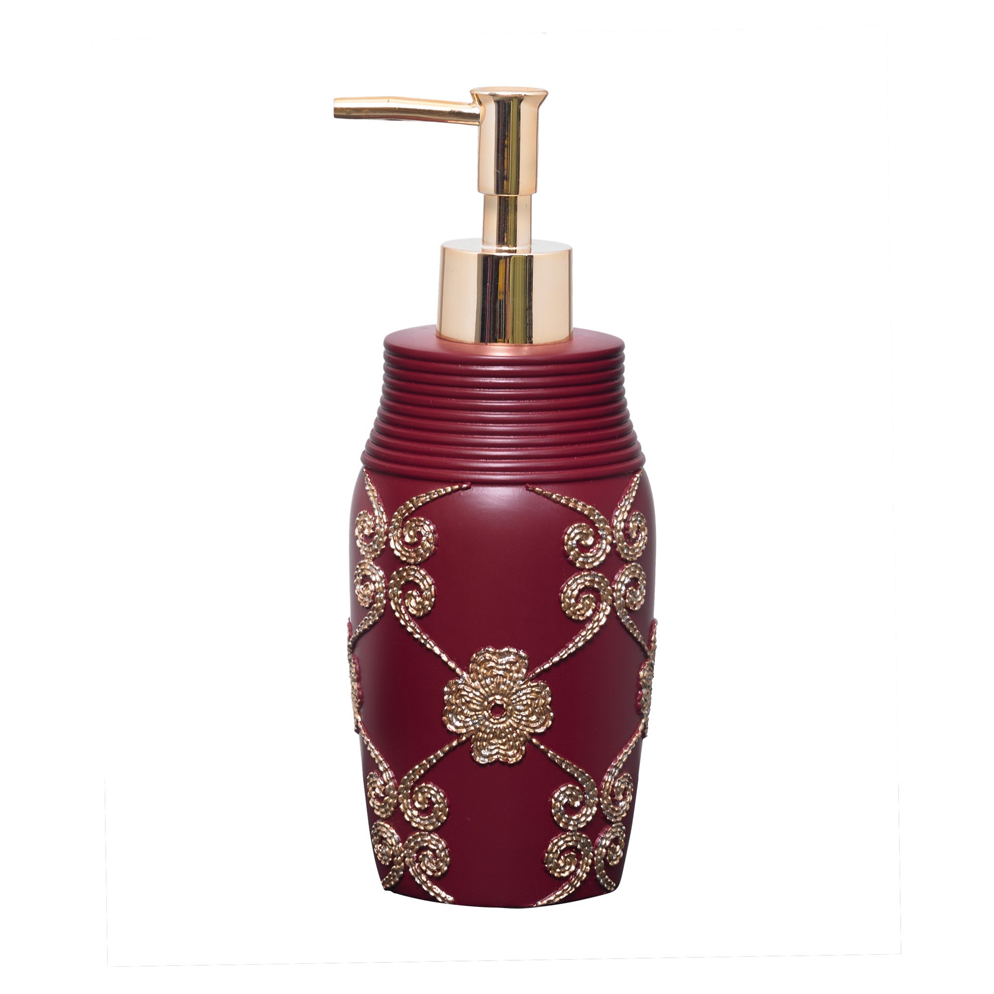 Popular Bath Soap Dispenser/Lotion Pump, Vlegant Rosa Collection, Burgundy/Gold