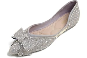 QXCGDYXT Flats Shoes Women Rhinestone Wedding Flats Comfort Pointed Toe Ballet Flat Shoe Low Heel Dress Shoes Sparkly Flats for Women