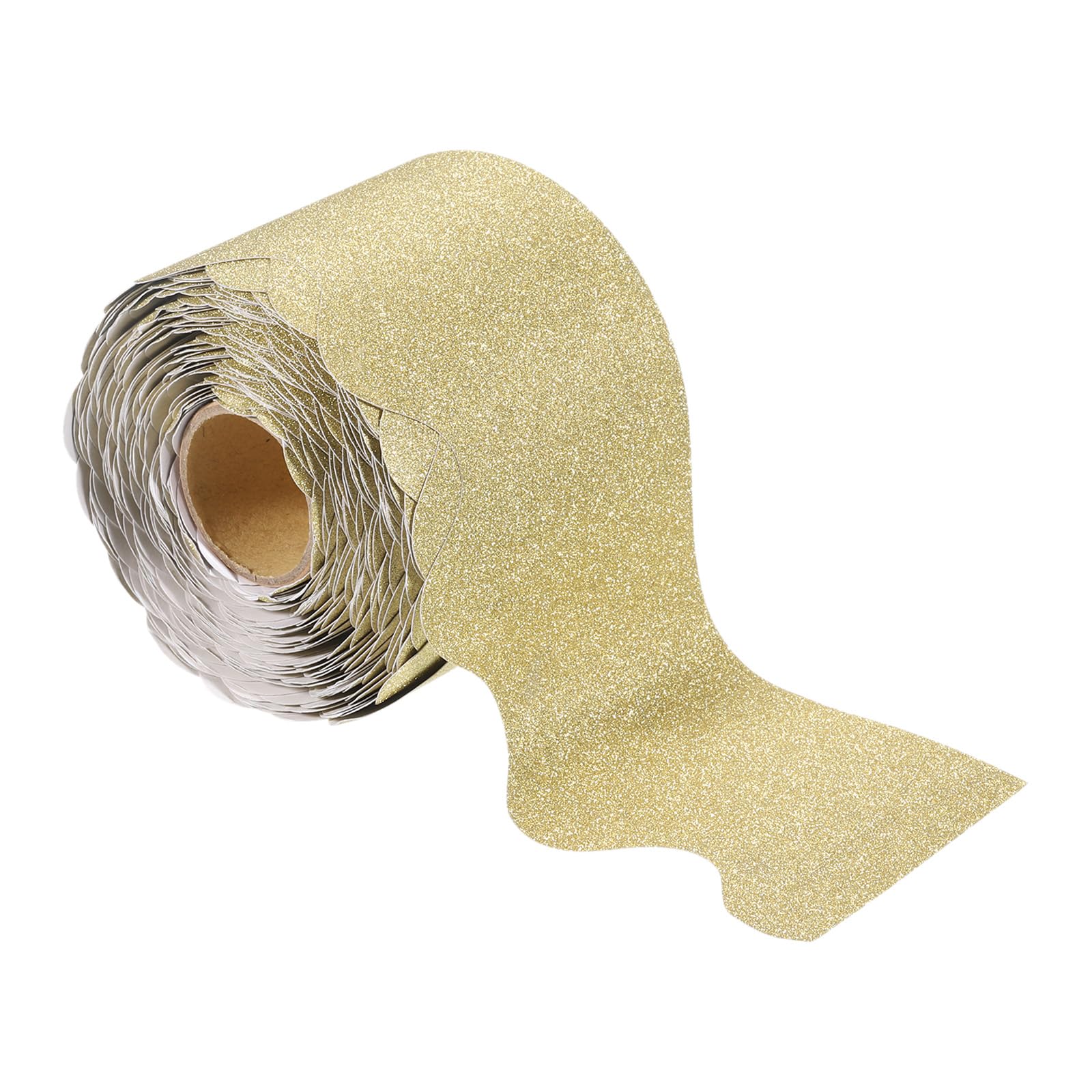 PATIKIL 3" x 65.6ft Bulletin Board Border, Scalloped Trim Strips Wall Decor for Locker Classroom Cork Poster Black Board White Chalkboard, Gold