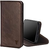 TORRO Leather Case Compatible with iPhone 11 – Genuine Leather Wallet Case/Cover with Card Holder and Stand Function (Dark Brown)