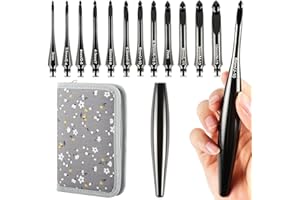 Svartur Interchangeable Crochet Hook Set with 12 Hooks – Ergonomic Crochet Hooks Large Handle, US Sizes E-4 to N-15 (3mm–10mm), Smooth & Lightweight, Crochet Kit with Storage Case, Black