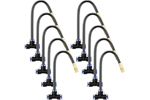 Zonon 10 Pcs Brass Misting Nozzles Tee with 8 Inch Built in Hose 360 Degree Rotation Adjustable Water Mister Nozzles Thread Sprayer 0.043" Misting Parts and Accessories for Patio Outdoor Cooling