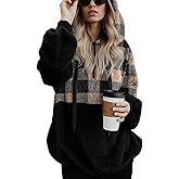 LONGYUAN Women Casual Hoodies Fashion Fuzzy Warm Pullover Sherpa Outerwear with Pockets