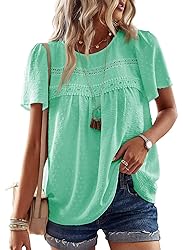 Falechay Plus Size Tops for Women Casual Summer Pom