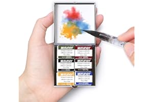 QIANSHAN Mini Portable Handmade Artist Watercolor Paint Travel Metallic Box Set with 6 Solid Watercolor Half Pans (Each Capacity Approx 1.5ml) Pearlescent.Mix Color 02