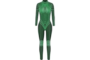 Panegy Women Men Skeleton Jumpsuit Adult Onesie 3D Skull Halloween Costume Romper Full Bodysuit Stretch Fit
