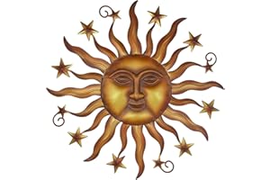 LIFFY 24" Sun Metal Wall Art Outdoor Decor - 3D Sun Face Metal Wall Sculpture - Hanging Decoration Gift Ideal for Home Accent