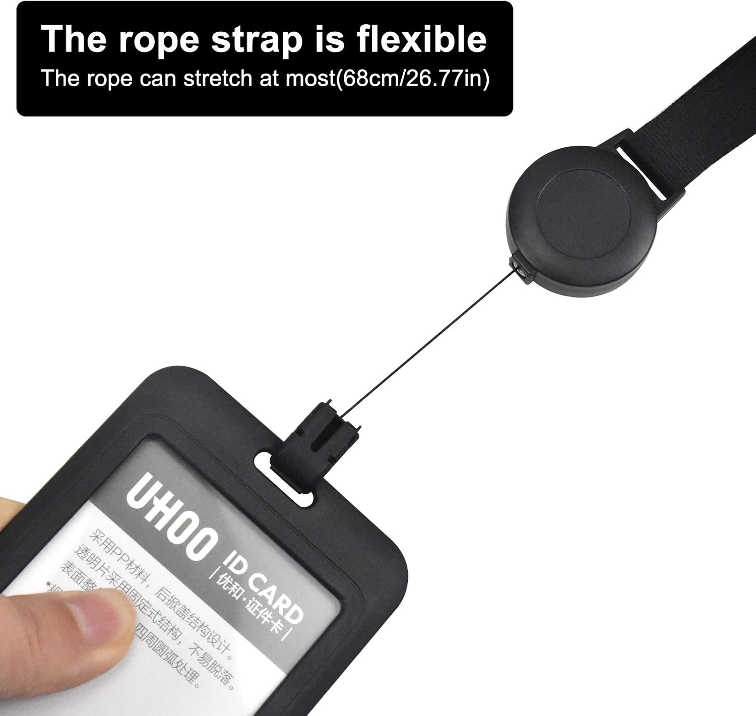 Skyzone ID Card Holder Plastic with Lanyard Neck Strap Black ID Badge Holder Retractable Lanyard and Card Holder with Integrated Yo-Yo Badge Reel for Office School Business Trip Man Woman - Image 5