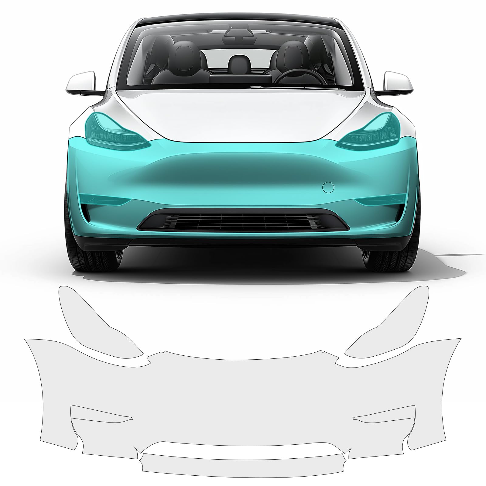 Kit PPF TPU Precortado Ultra Brillante Para Tesla Model Y 2020-2025 – Protección Parachoques Delantero Autocicatrizante