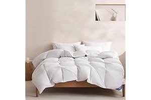 Saisier Feather Down Comforter King Size Ultra Soft Premium Down Duvet Insert, All Season Medium Warmth 106x90 Inches White Hotel Bedding Comforter with 8 Corner Tabs