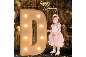 MIXIFOX Marquee Light Up Letters, 3FT Large Letters for Party Decorations, Marquee Numbers, Mosaic Balloon Frame, Baby Letters for Baby Shower Birthday Wedding Engagement Party, Pre-Cut DIY Foamboard Letter D