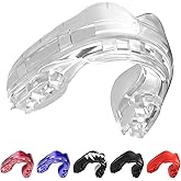 SAFEJAWZ Mouthguard for Braces, Upper & Lower Protection Remoldable Mouth Guard with Case for Boxing, Basketball, Football, MMA, Lacrosse, Hockey and All Contact Sports One Size (Transparent)