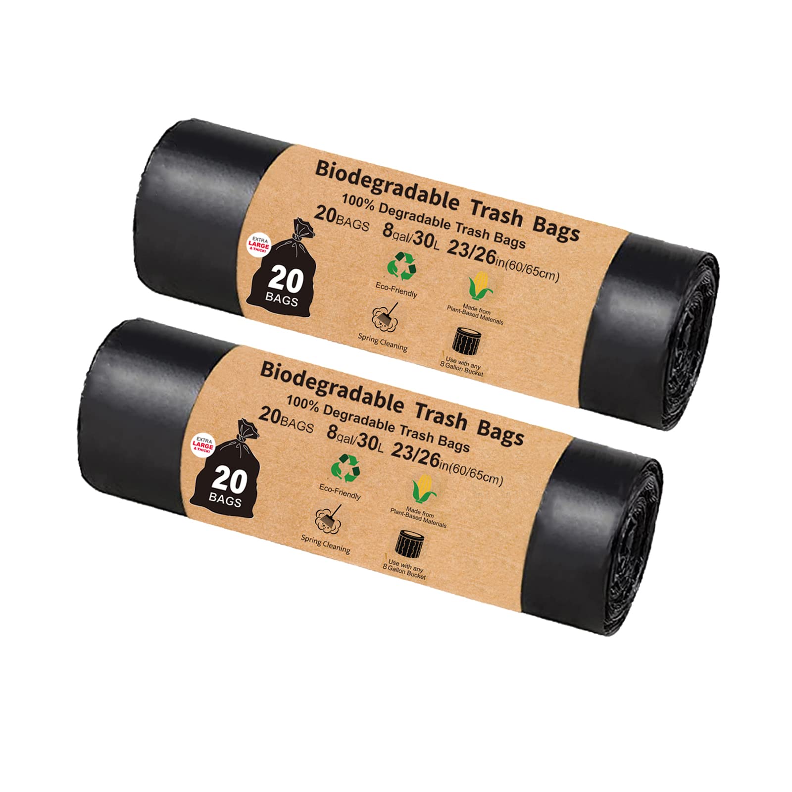 TL-JIYPU Adult Organic Toilet Bags for Camping, Pack of 20, 30L Biodegradable, Black, 40 Pieces