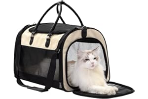 PET MARVEL Cat Carrier Soft Sided for Small Medium Cats Puppy up to 15 Lbs, Airline Approved Mesh Pet Travel Bag, Breathable Bite-Resistant Fabric with Removable Washable Mat