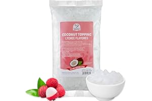 52USA Lychee Flavored Coconut Jelly 1kg (2.2 lbs) Topping for Desserts and Boba Tea, Premium Coconut Gel Strip for Smoothies and Drink