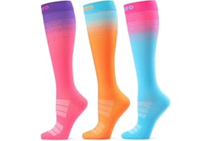 Cambivo 3 pairs Compression Socks for Women, 15-20 mmHg Graduated Support,Travel & Work Compression Stockings for Nurses