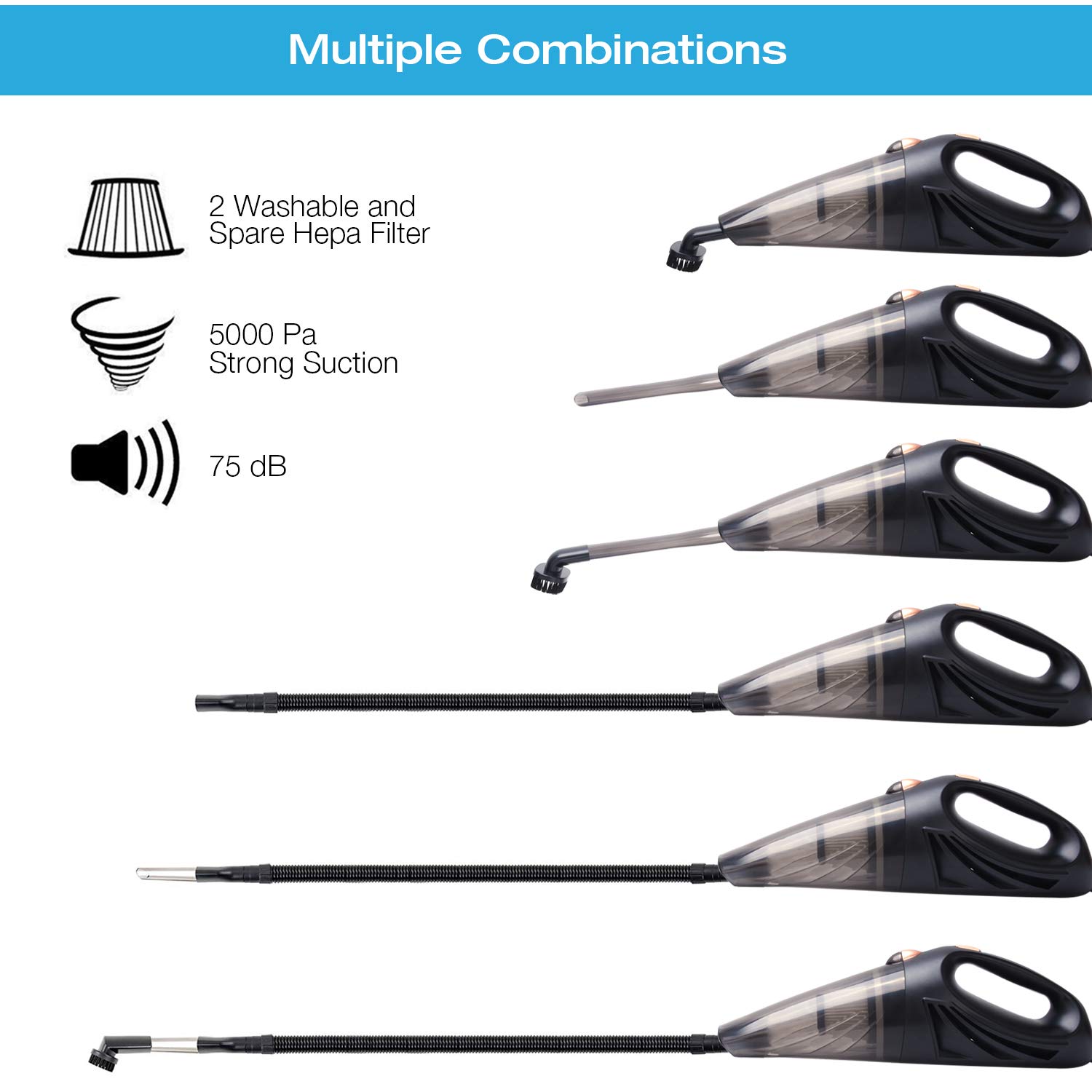 AOJOYS 120W Handheld Vacuum for Car DC12V Portable Wet Dry Car Vacuum