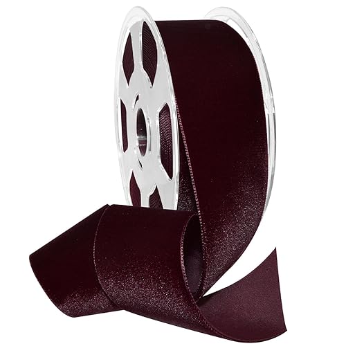 Morex Ribbon Velvet Ribbon Nylvalour, 2"" x 11 Yd, Burgundy (01250/10-434)