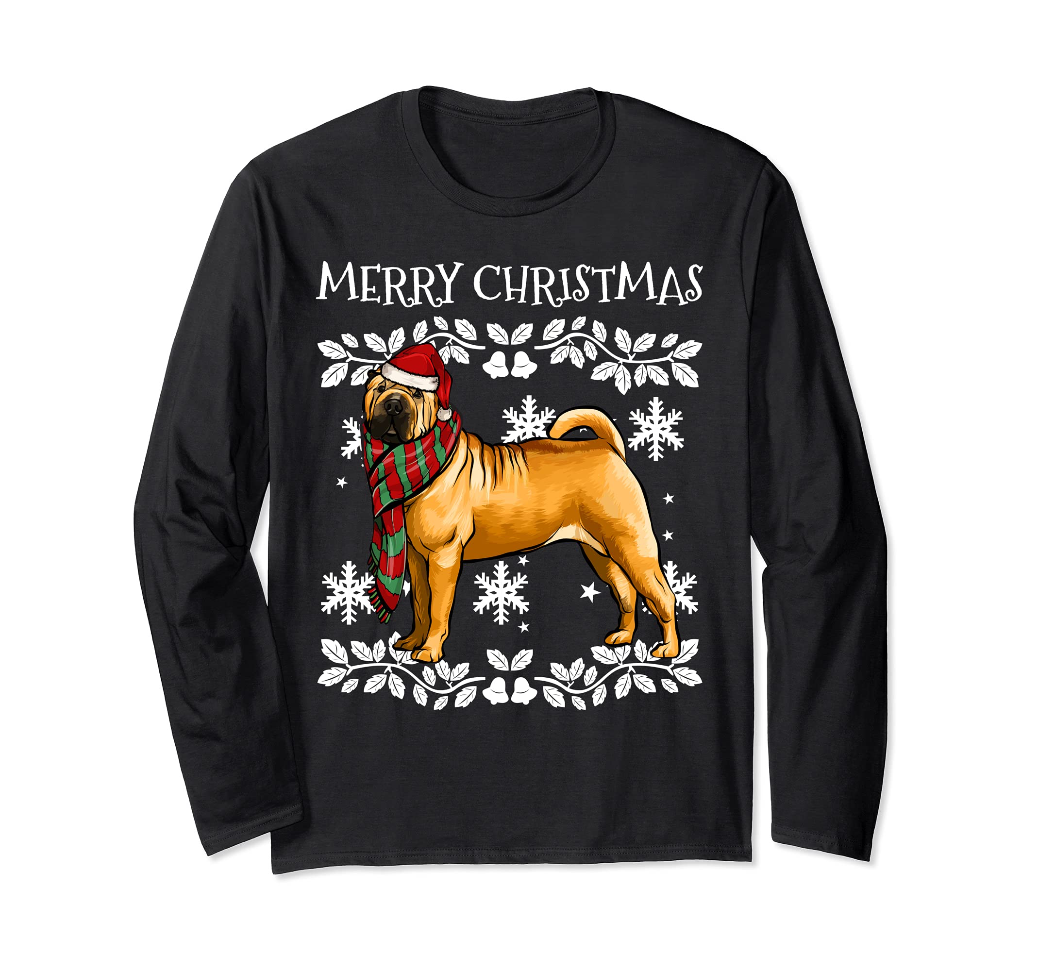 Merry Christmas Ornament Chinese Shar-Pei Xmas Santa Long Sleeve T-Shirt