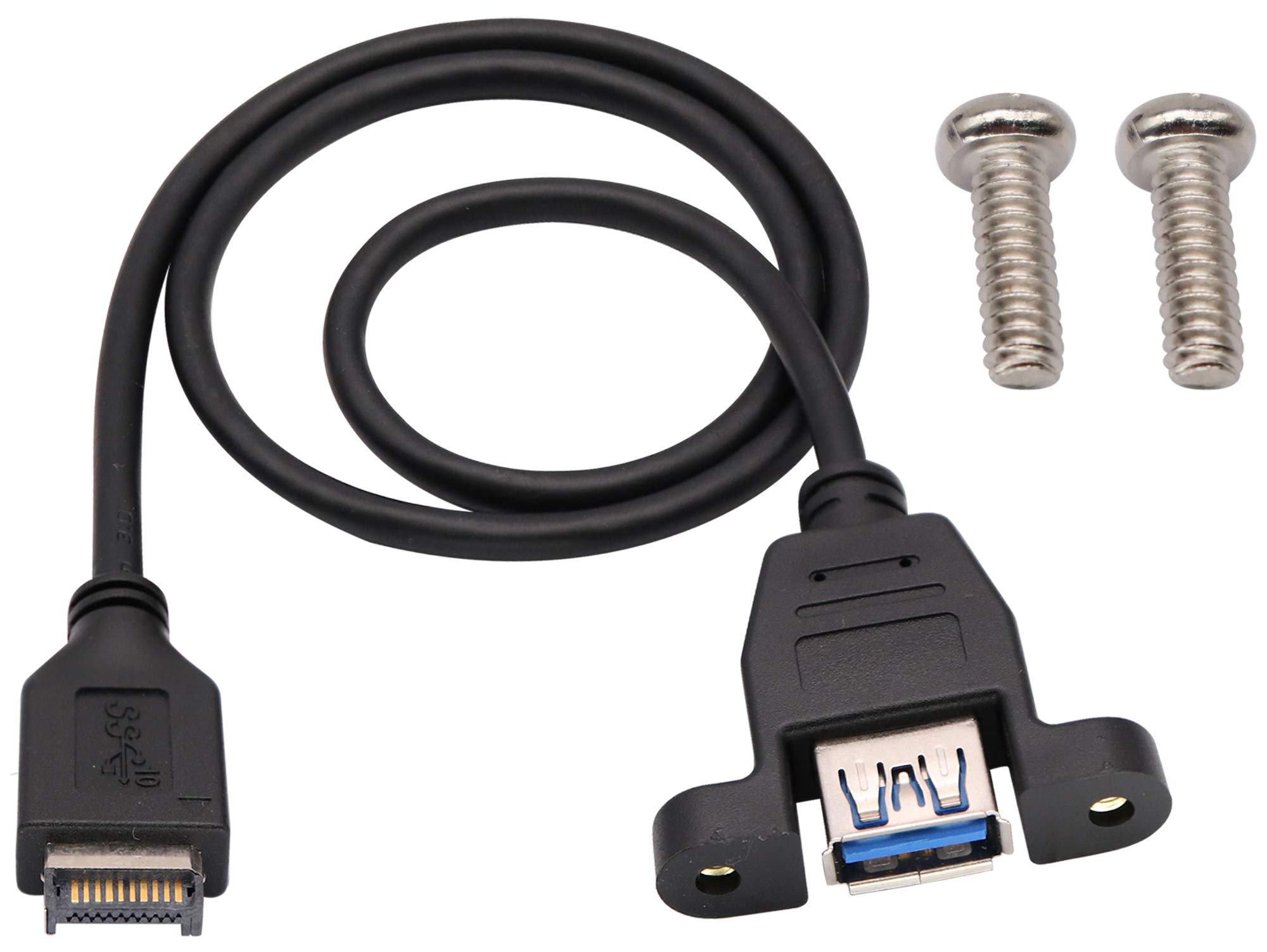 zdyCGTime USB 3.1 Type-e Front Panel Header to USB 3.0 USB-A Female Extension adapter,Dual Screw Locking to Standard USB3.0 Data Cable Panel Mount Type.(1.6ft/50cm)