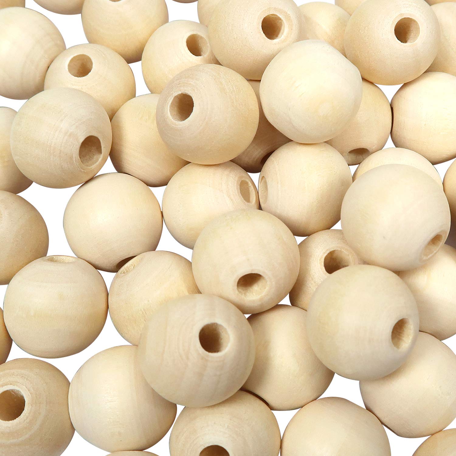 Toaob 18 mm 100 Pieces Wooden Beads Round Natural Loose Spacer Beads for DIY Jewellery Making