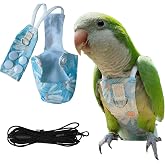 Snap-Closure Parrot Diapers with Adjustable Leash - Washable Bird Flight Suits for Cockatiels, Sun Conures &amp; Quaker Parrots Secure &amp; Chew-Resistant (M &ndash; Little Sun/Budgie + 1m Rope)