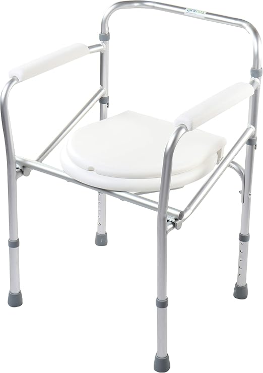 entros Adjustable Stainless Steel Foldable Wheel Chair and commode chair for Senior/Handicap persons - SC7001L