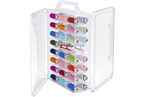 Gbivbe 46 Grids Sewing Organizer, Double Sided Thread Box Storage, Portable Clear Plastic Organizer Box for Embroidery and Sewing Threads, Embroidery Floss, Crafts, Small Toys (Clear,1 Pack)