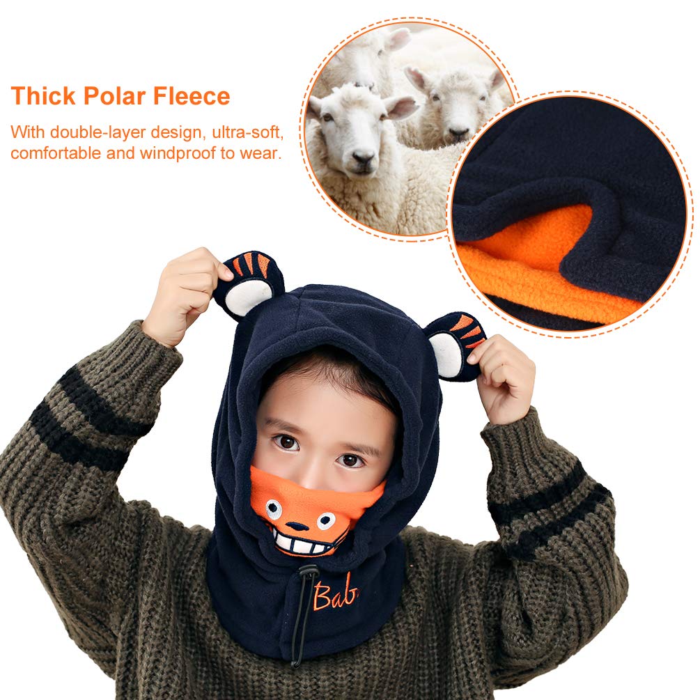VBIGER Bonnet Hiver Chaud Enfant Cache Cou Cagoule Dessin animé avec un design à double couche