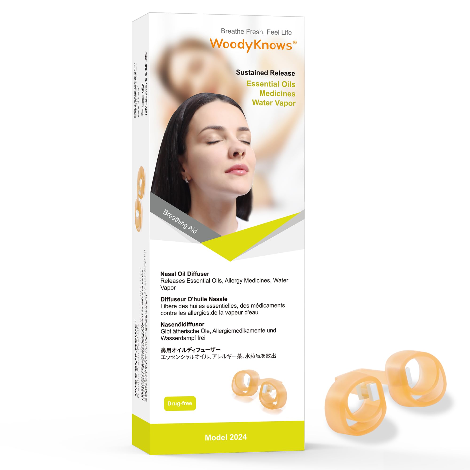 WoodyKnows Model 2024 Nasal Diffuser for Essential Oils ? Sinus Steam Inhaler ? Personal Aromatherapy ? Spray Buddy ? Steam Soothing ? Nose Dilator (Sample Pack XS/S/M/L)